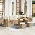 Conjunto de sofás de jardín 10 pcs Beige ratán sintético