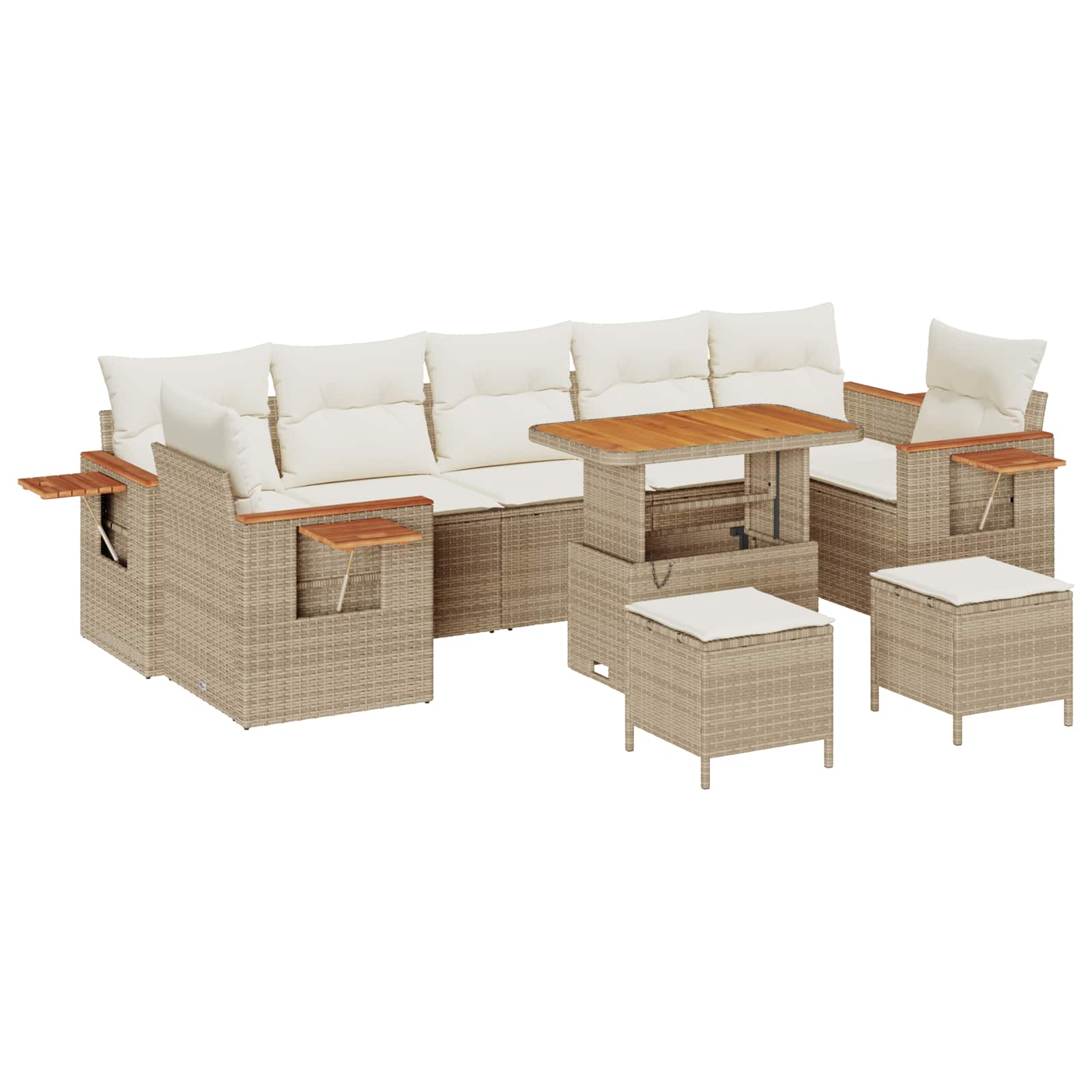 Conjunto de sofás de jardín 10 pcs Beige ratán sintético