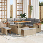 Conjunto de sofás de jardín 8 pcs Beige ratán sintético