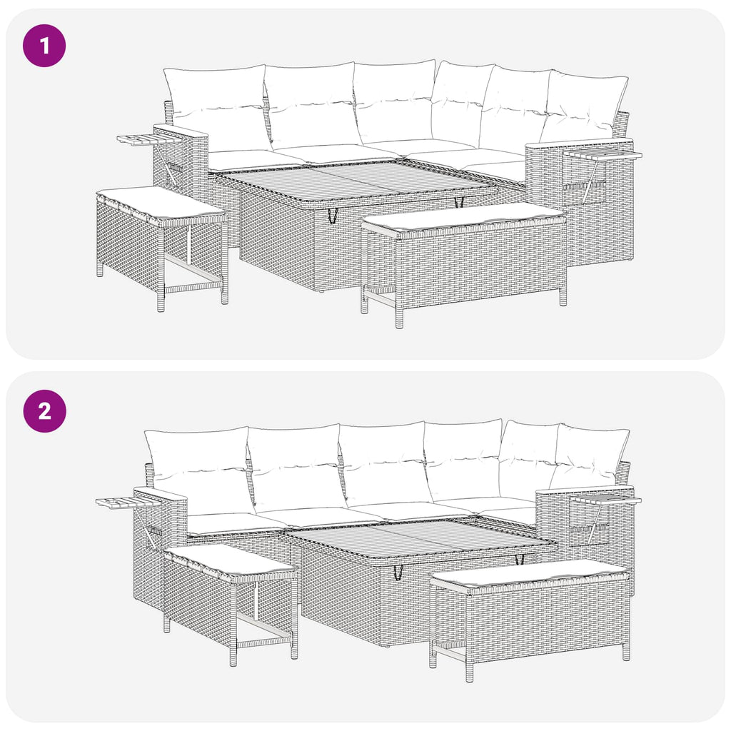 Conjunto de sofás de jardín 8 pcs Beige ratán sintético