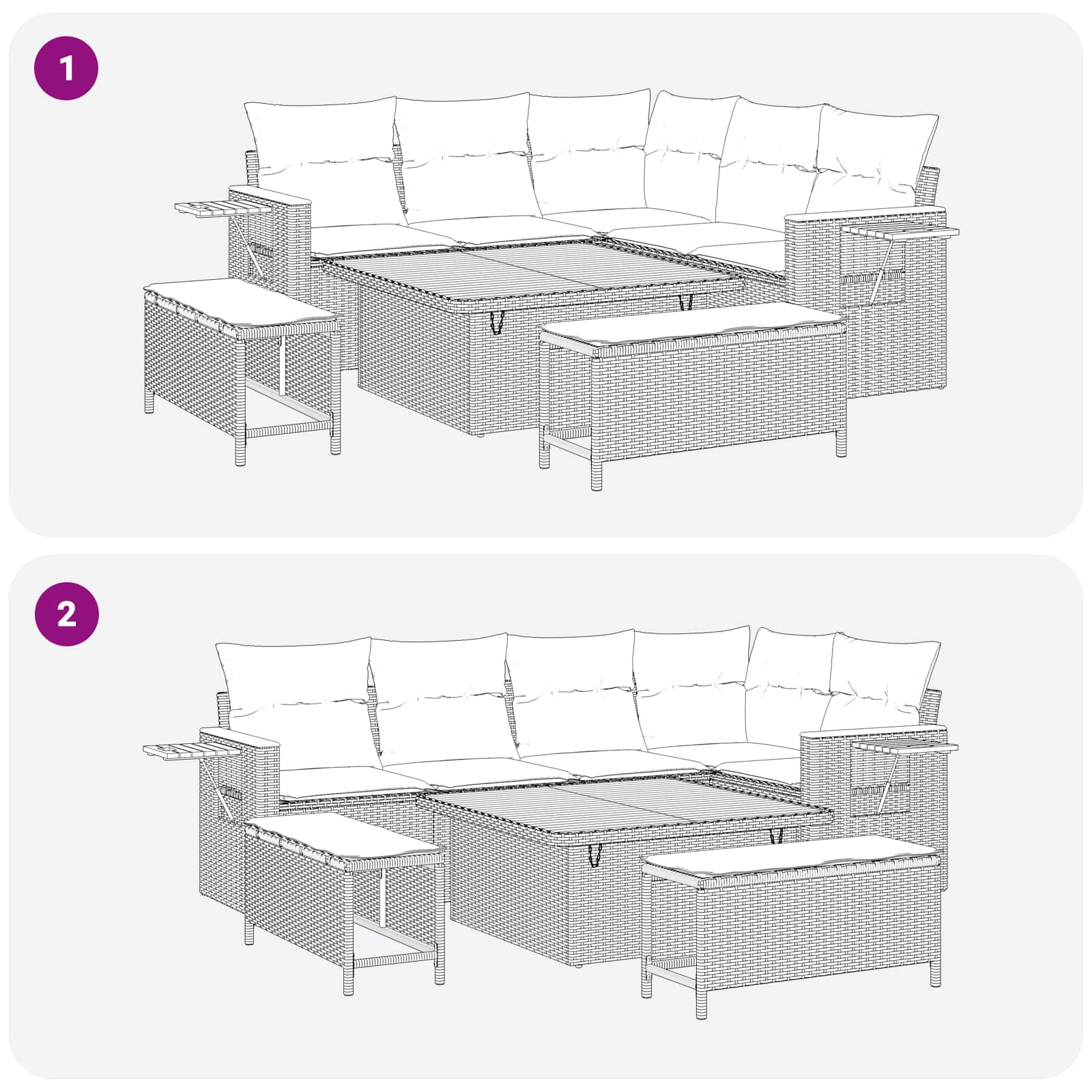 Conjunto de sofás de jardín 8 pcs Beige ratán sintético