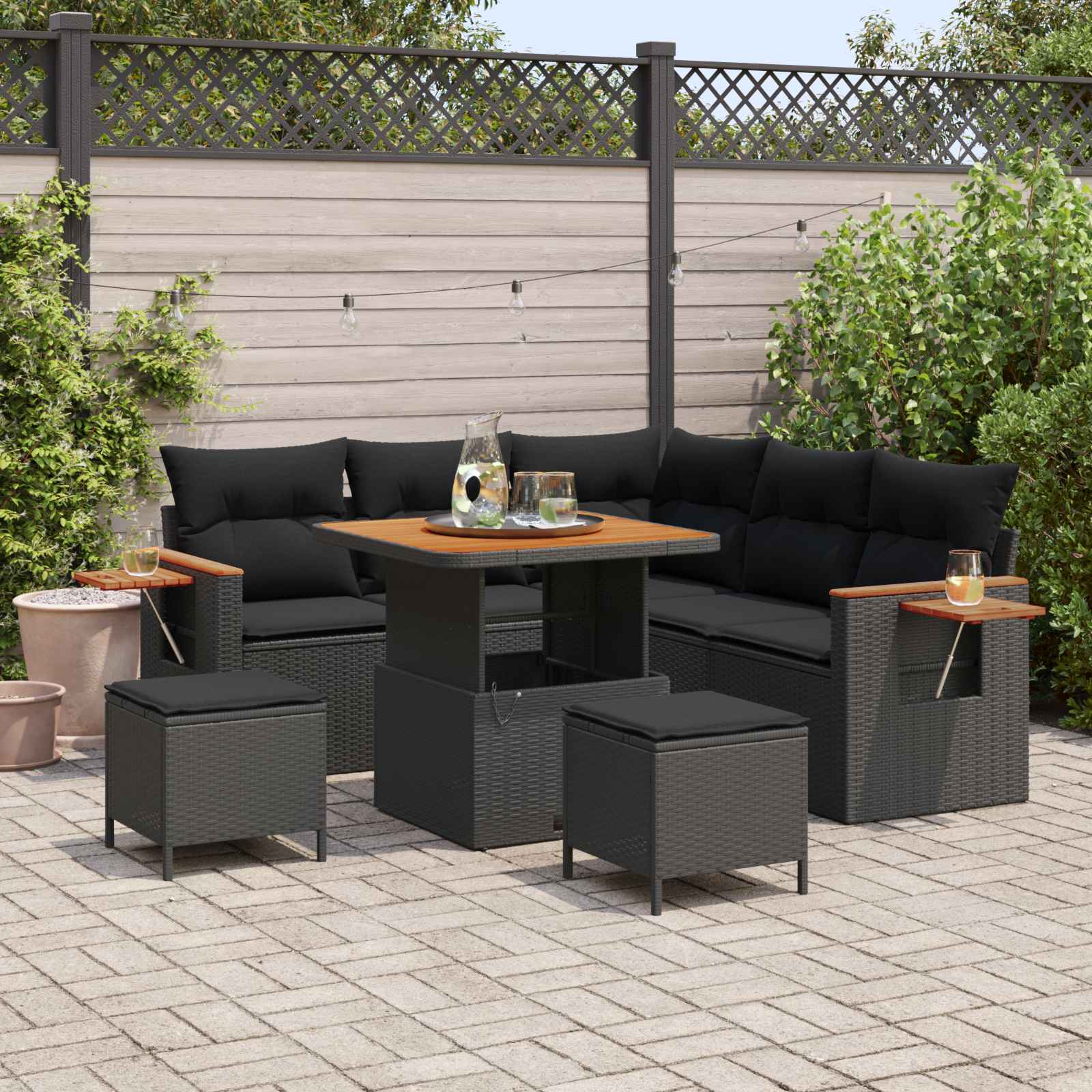 Conjunto de sofás de jardín 8 pcs Beige ratán sintético