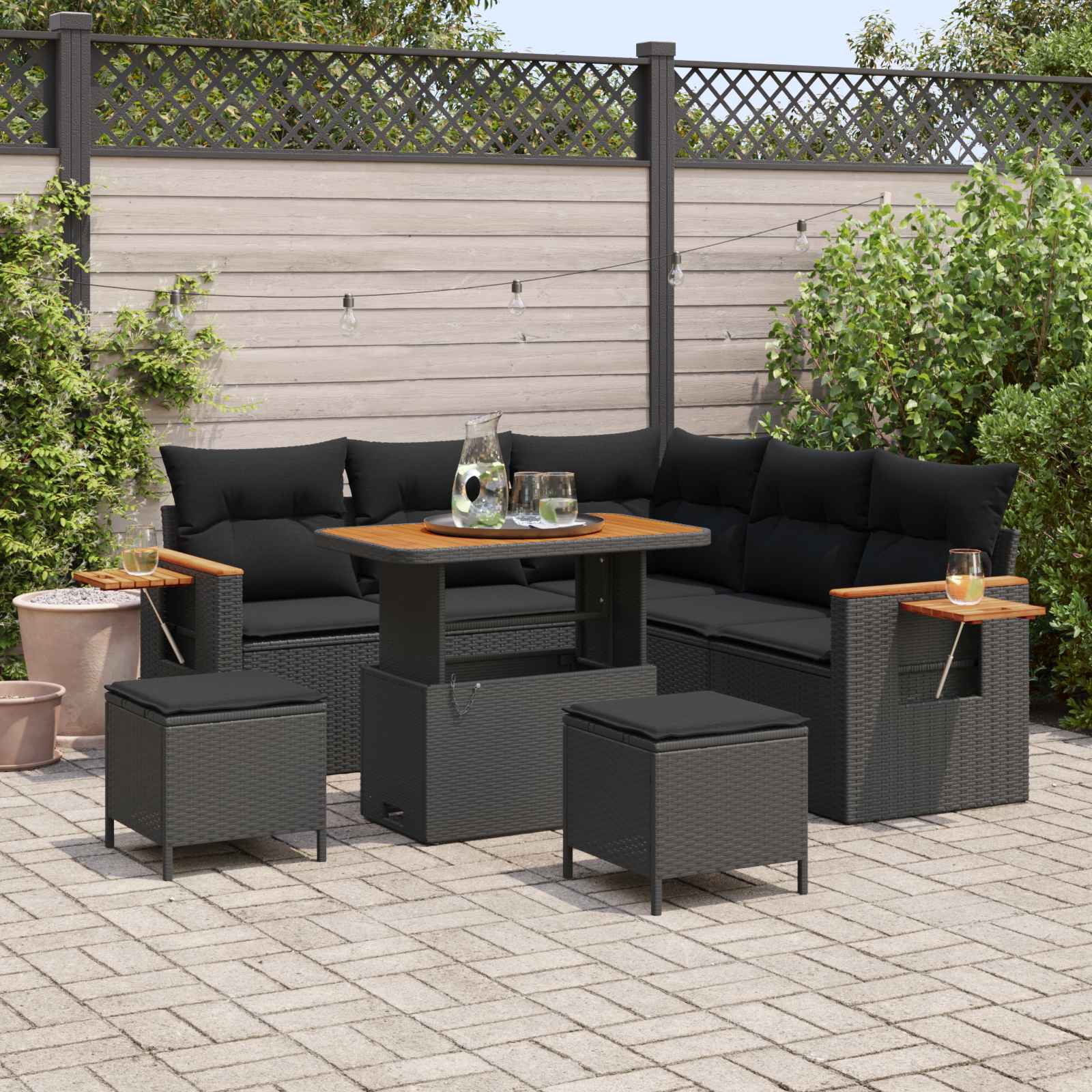 Conjunto de sofás de jardín 8 pcs Beige ratán sintético