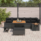 Conjunto de sofás de jardín 9 pcs Negro ratán sintético