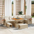 Conjunto de sofás de jardín 9 pcs Beige ratán sintético