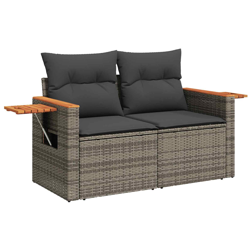 Conjunto de sofás de jardín 9 pcs Gris ratán sintético