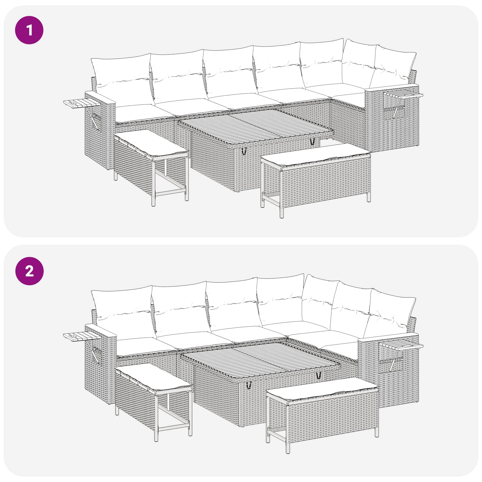 Conjunto de sofás de jardín 9 pcs Gris ratán sintético