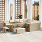 Conjunto de sofás de jardim 12 pcs Rattan sintético bege
