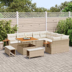 Conjunto de sofás de jardín 12 pcs Beige ratán sintético