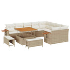 Conjunto de sofás de jardín 12 pcs Beige ratán sintético