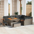 Conjunto de sofás de jardín 12 pcs Beige ratán sintético