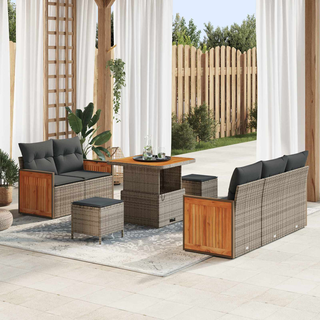 Conjunto de sofás de jardín con cojín 8 pcs Beige y Crema