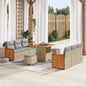 9-Piece Garden Sofa Set with Cushions Beige and Light Grey
