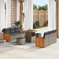 9-Piece Garden Sofa Set with Cushions Beige and Light Grey