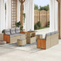 9-Piece Garden Sofa Set with Cushions Beige and Light Grey