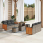 9-Piece Garden Sofa Set with Cushions Beige and Light Grey