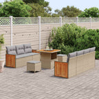 Conjunto de sofás de jardín con cojín 10 pcs Beige y Gris Claro