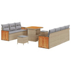 Conjunto de sofás de jardín con cojín 10 pcs Beige y Gris Claro