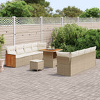 Conjunto de sofás de jardín con cojín 11 pcs Beige y Crema