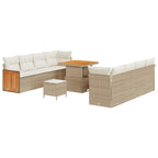 Conjunto de sofás de jardín con cojín 11 pcs Beige y Crema