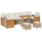 Conjunto de sofás de jardín con cojín 10 pcs Beige y Crema