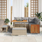 Conjunto de sofás de jardín con cojín 8 pcs Beige y Gris Claro