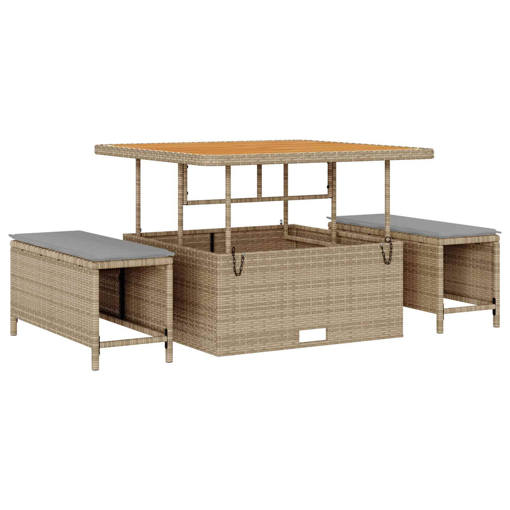 Conjunto de sofás de jardín con cojín 8 pcs Beige y Gris Claro
