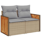 Conjunto de sofás de jardín con cojín 8 pcs Beige y Gris Claro