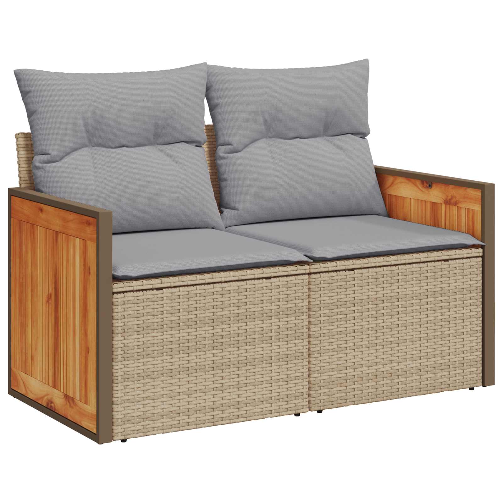 Conjunto de sofás de jardín con cojín 8 pcs Beige y Gris Claro