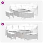 Conjunto de sofás de jardín con cojín 8 pcs Beige y Gris Claro