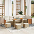 Conjunto de sofás de jardín con cojín 10 pcs Beige y Crema