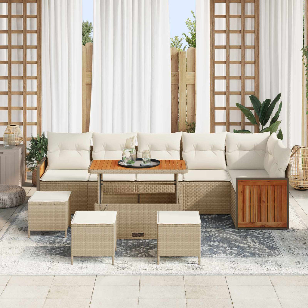 Conjunto de sofás de jardín con cojín 10 pcs Beige y Crema