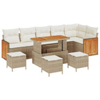Conjunto de sofás de jardín con cojín 10 pcs Beige y Crema