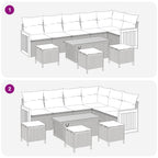 Conjunto de sofás de jardín con cojín 10 pcs Beige y Crema