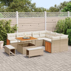 Conjunto de sofás de jardín con cojín 12 pcs Beige y Crema