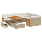 Conjunto de sofás de jardín con cojín 12 pcs Beige y Crema