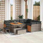 Conjunto de sofás de jardín con cojín 12 pcs Beige y Crema