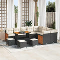 Conjunto de sofás de jardín con cojín 13 pcs Negro y crema