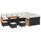Conjunto de sofás de jardín con cojín 13 pcs Negro y crema