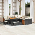 Conjunto de sofás de jardín con cojín 13 pcs Negro y crema