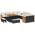 Conjunto de sofás de jardín con cojín 13 pcs Negro y crema