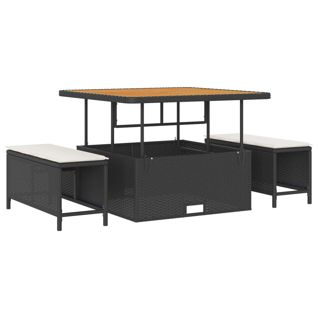 Conjunto de sofás de jardín con cojín 13 pcs Negro y crema