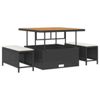 Conjunto de sofás de jardín con cojín 13 pcs Negro y crema