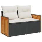 Conjunto de sofás de jardín con cojín 13 pcs Negro y crema