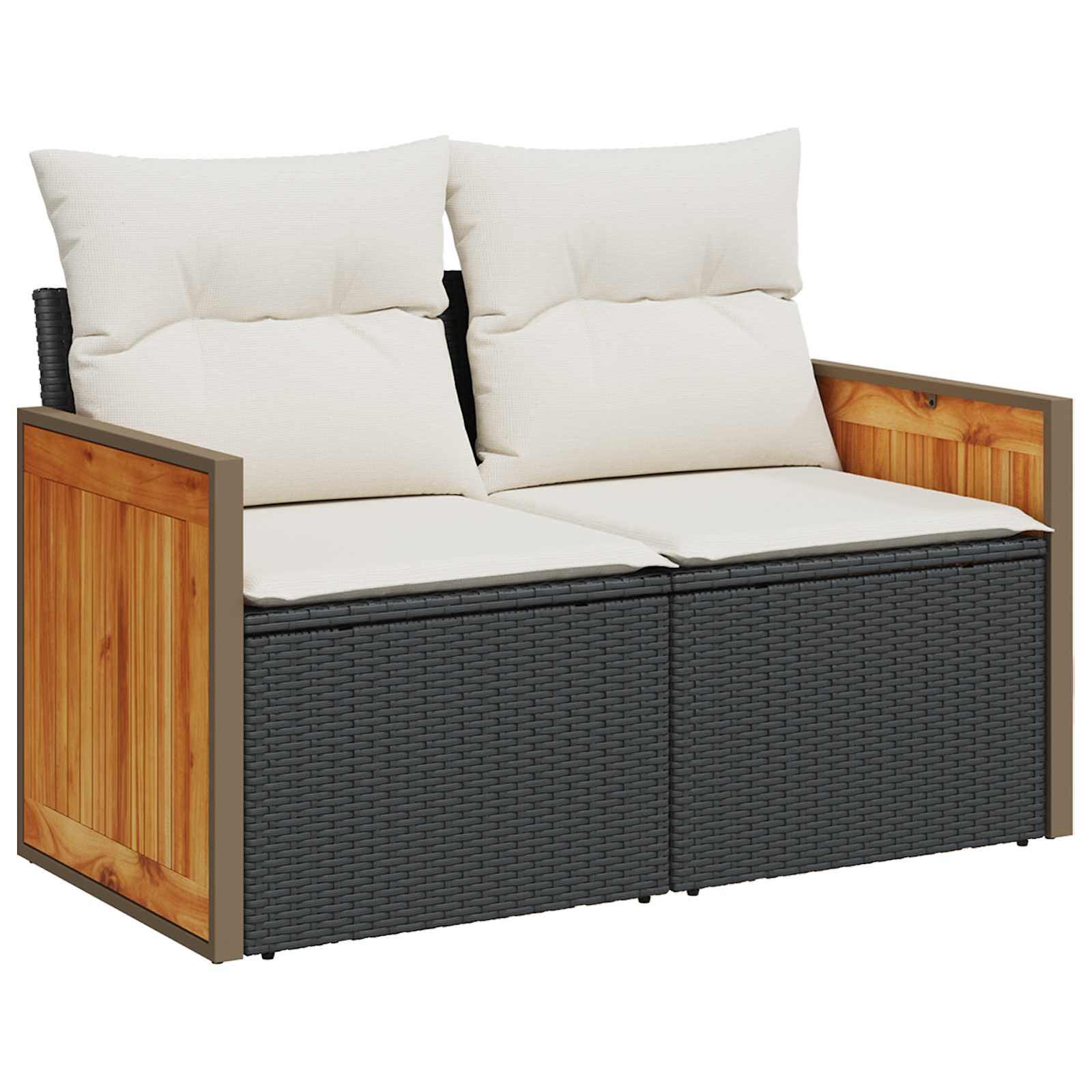 Conjunto de sofás de jardín con cojín 13 pcs Negro y crema