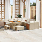 Conjunto de sofás de jardín con cojín 13 pcs Beige y Crema