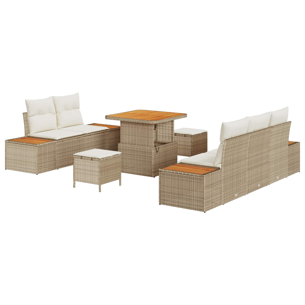 Conjunto de sofás de jardín con cojín 8 pcs Beige y Crema