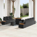 Conjunto de sofás de jardín con cojín 10 pcs Negro