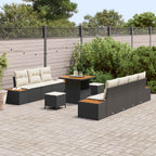 Conjunto de sofás de jardín con cojín 10 pcs Negro y crema
