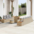 Conjunto de sofás de jardín con cojín 10 pcs Beige y Gris Claro